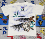 Vintage 1994 Kentucky Derby All Over Print Tee "Horses in the stable"