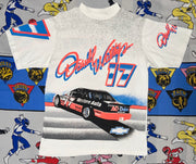 Vintage Darrell Waltrip All Over Print Tee “Burn Rubber”